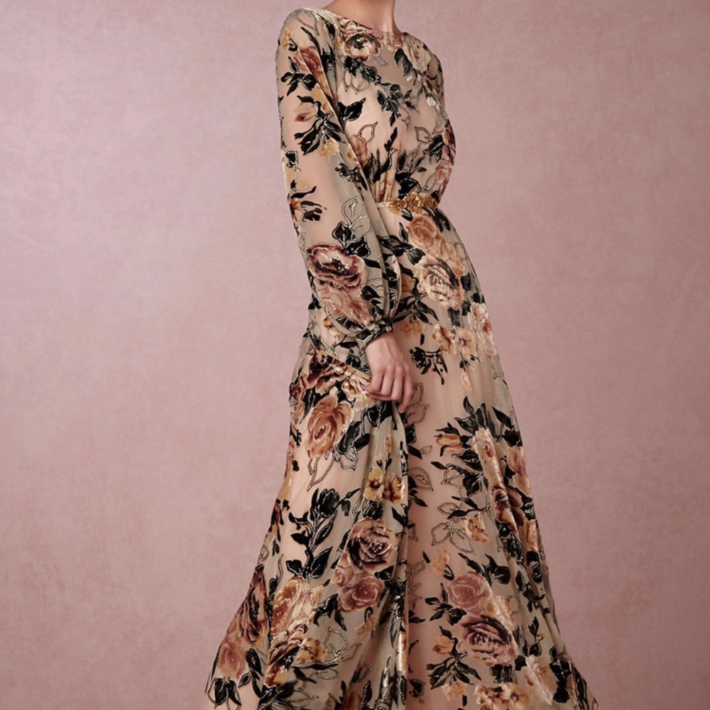 BHLDN Velvet and Sheer Gown